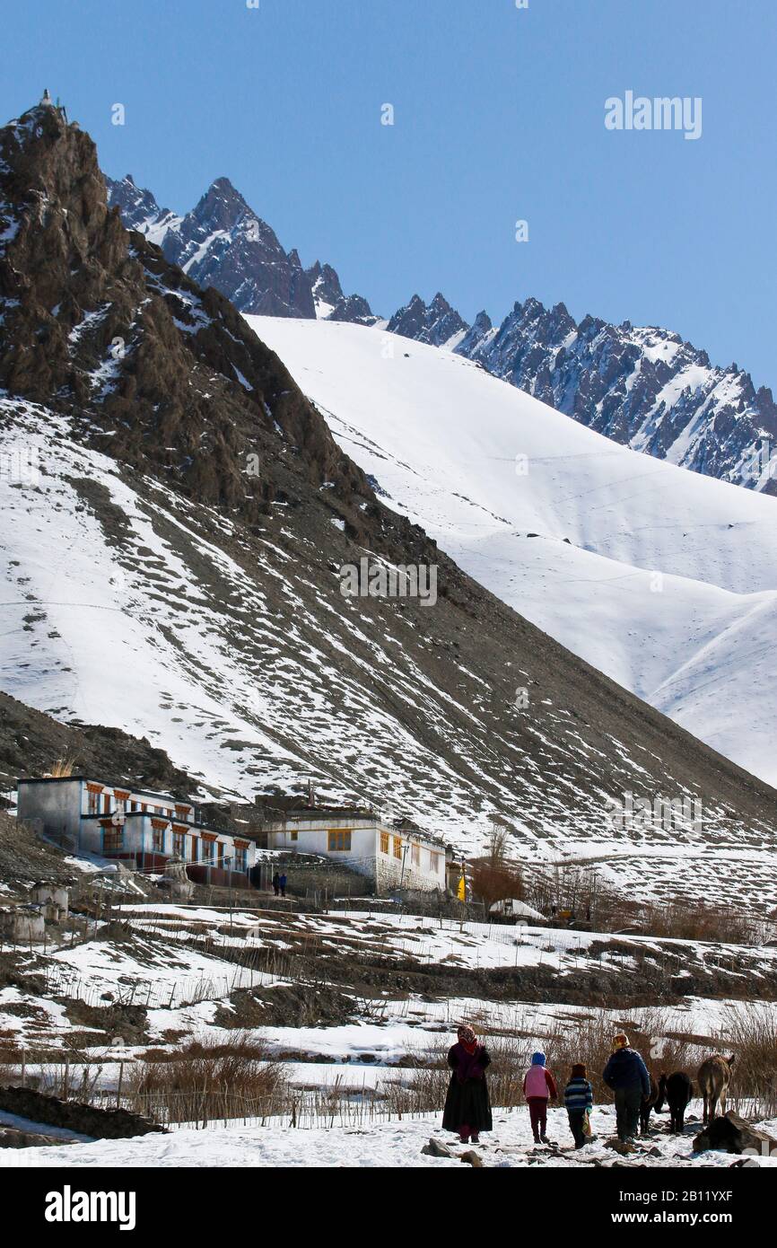 Rumbak villaggio. Parco Nazionale di Hemis. Himalaya. Ladakh, India Foto Stock