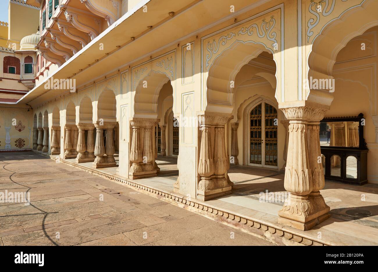 Colonne in City Palace, Jaipur, Rajasthan, India Foto Stock