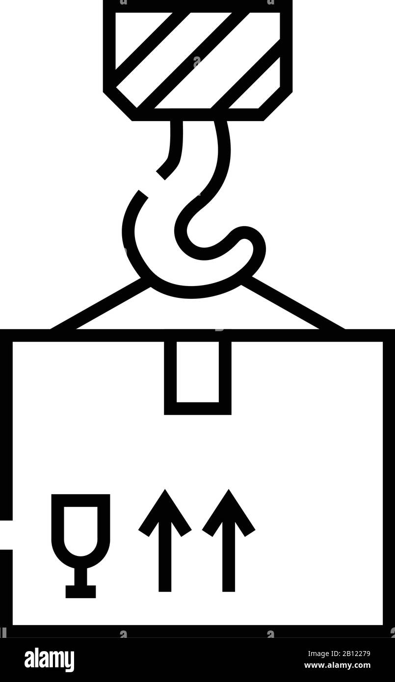 Icona della linea di movimento del carico, simbolo concettuale, illustrazione del vettore di contorno, simbolo lineare. Illustrazione Vettoriale