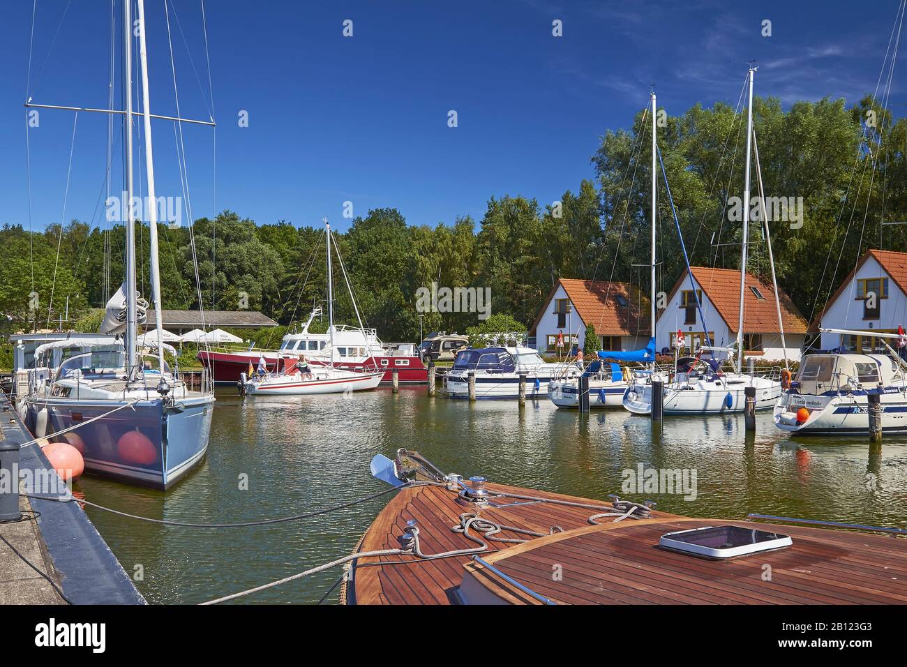 Porto degli sport acquatici di Rankwitz a Lieper Winkel, Usedom, Mecklenburg-West Pomerania, Germania Foto Stock