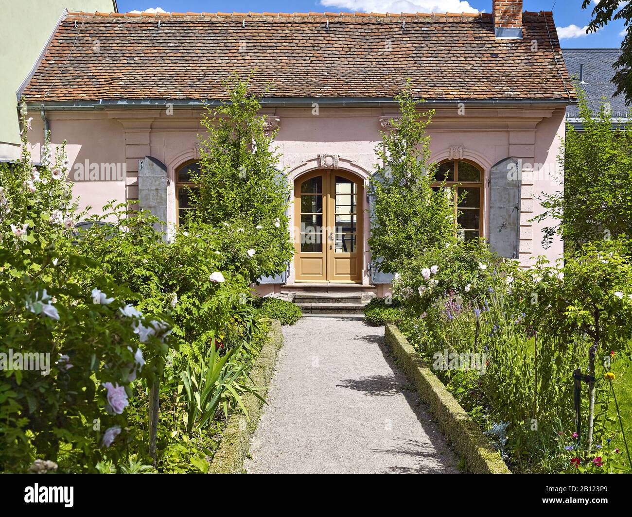 Giardino Biedermeier della Kirms-Krackow-Haus, Weimar, Turingia, Germania Foto Stock