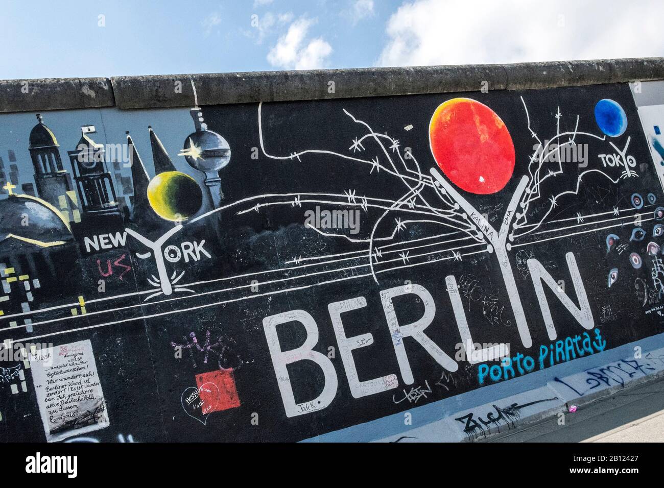 Resti Del Muro Di Berlino, East Side Gallery Monument, Berlino, Germania, Europa Foto Stock