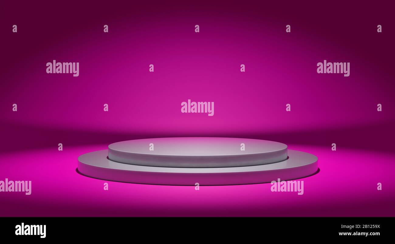 Sfondo viola e supporto per la visualizzazione di un disegno - rendering 3D Foto Stock