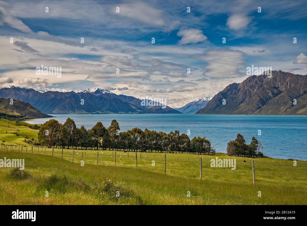 Lago Di Hawee, Vista Dal Makarora Lake Hawee Road, Otago Region, South Island, Nuova Zelanda Foto Stock