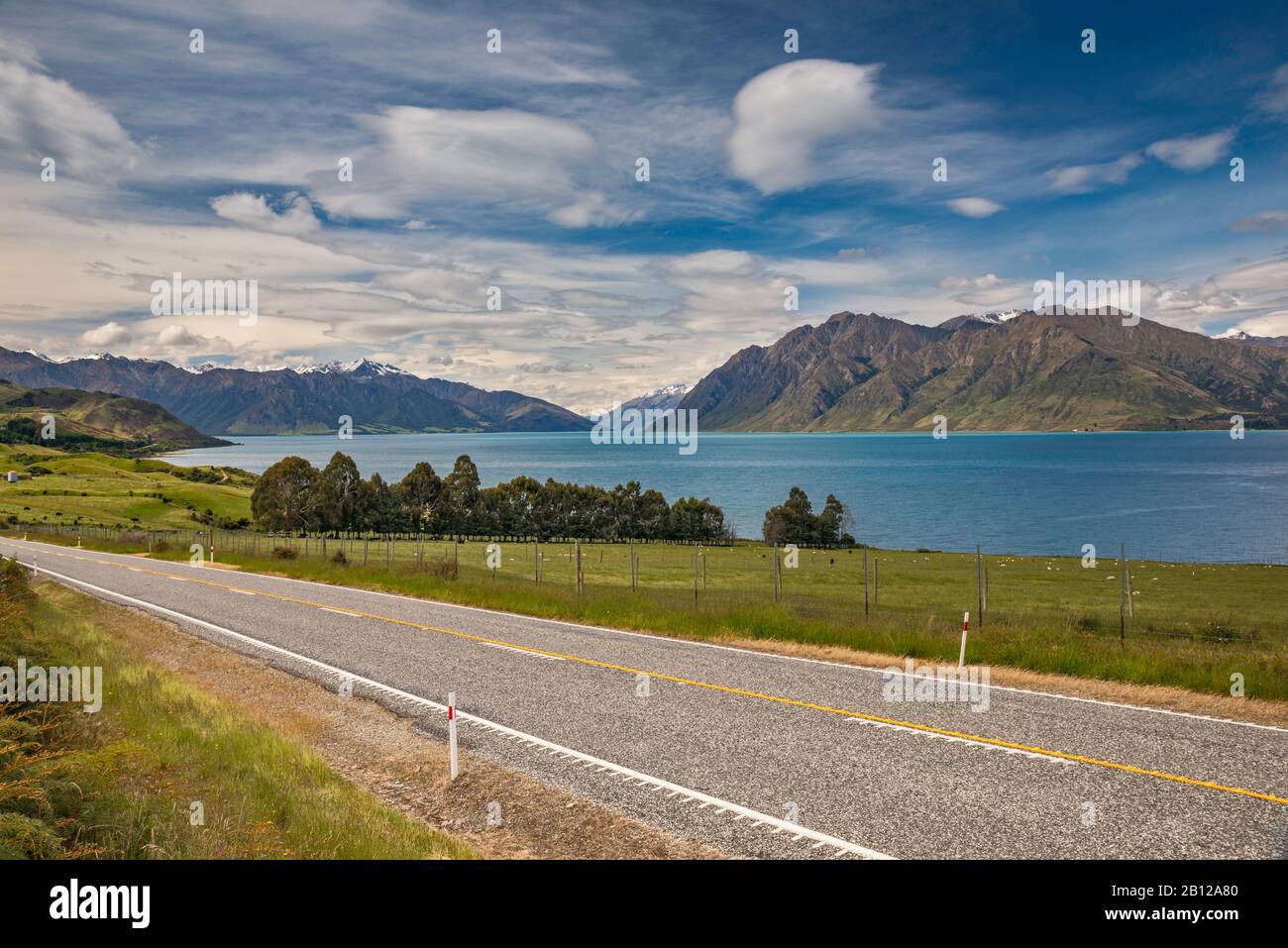 Lago Di Hawee, Vista Dal Makarora Lake Hawee Road, Otago Region, South Island, Nuova Zelanda Foto Stock