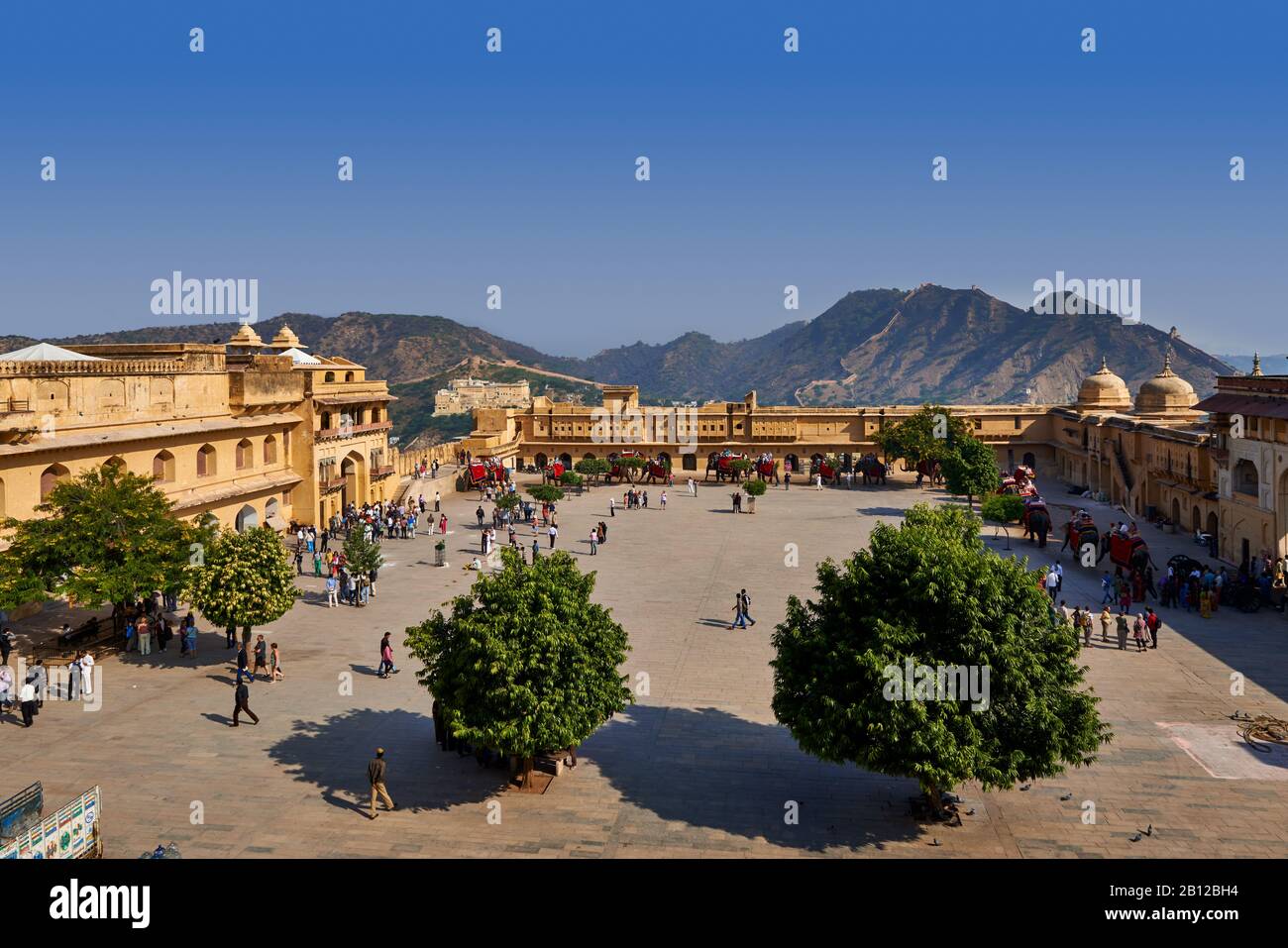 Cortile interno di Amer Fort, Jaipur, Rajasthan, India Foto Stock