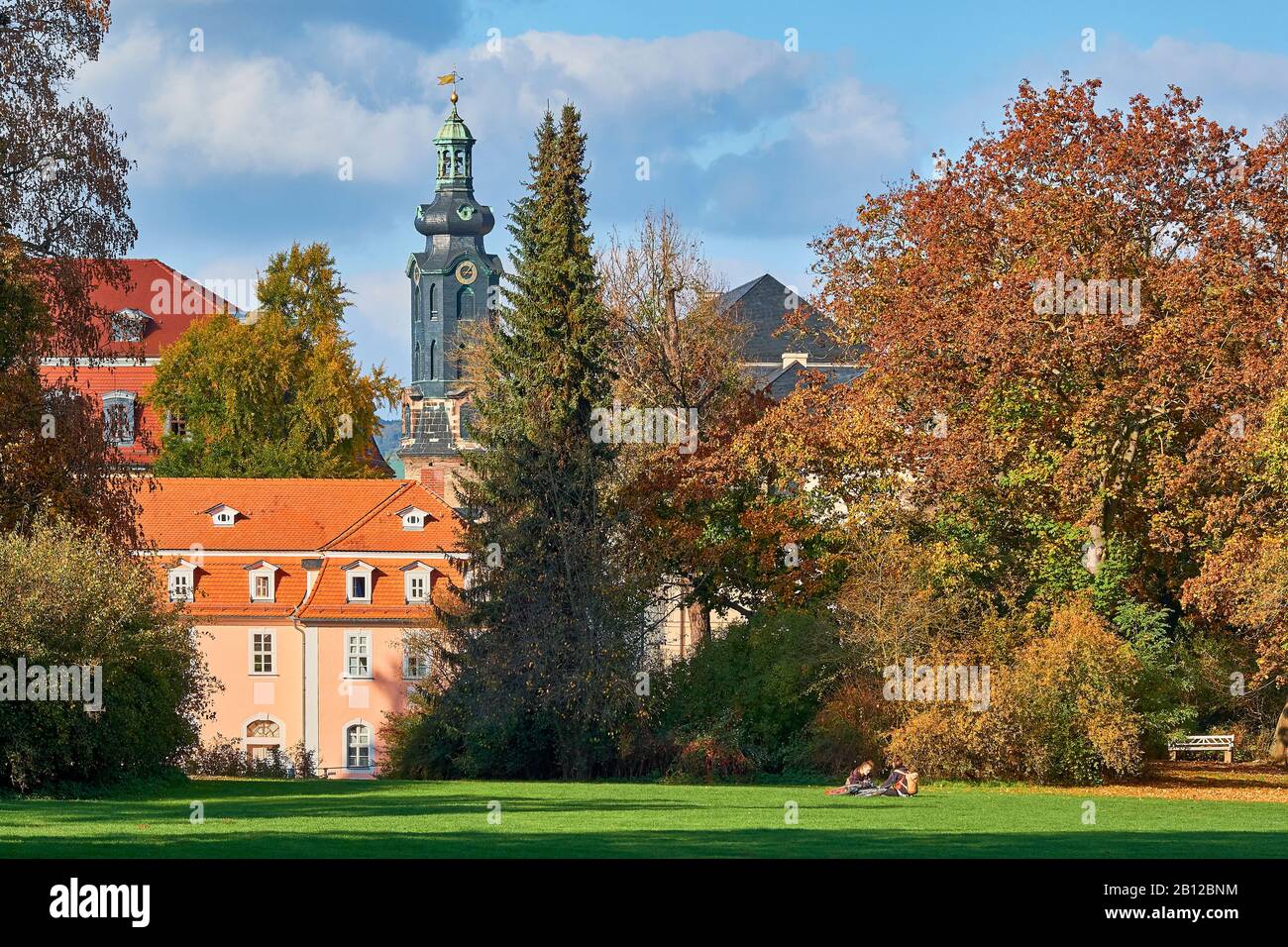 Casa di Frau von Stein con la torre di castello, Weimar, Turingia Foto Stock