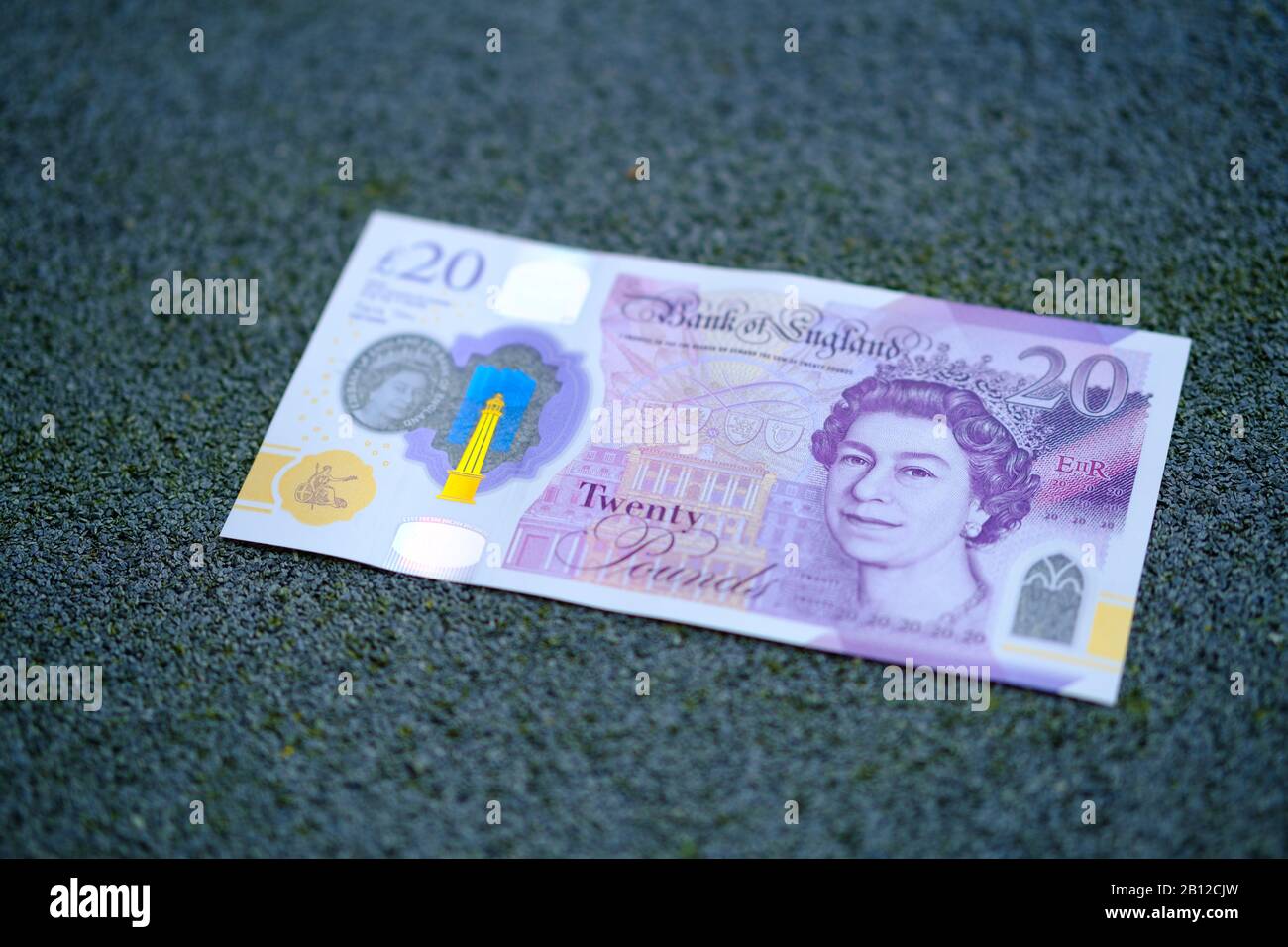 Nuova banconota da 20 libbre di polimero inglese rilasciata nel febbraio 2020 nel Regno Unito. Foto Stock