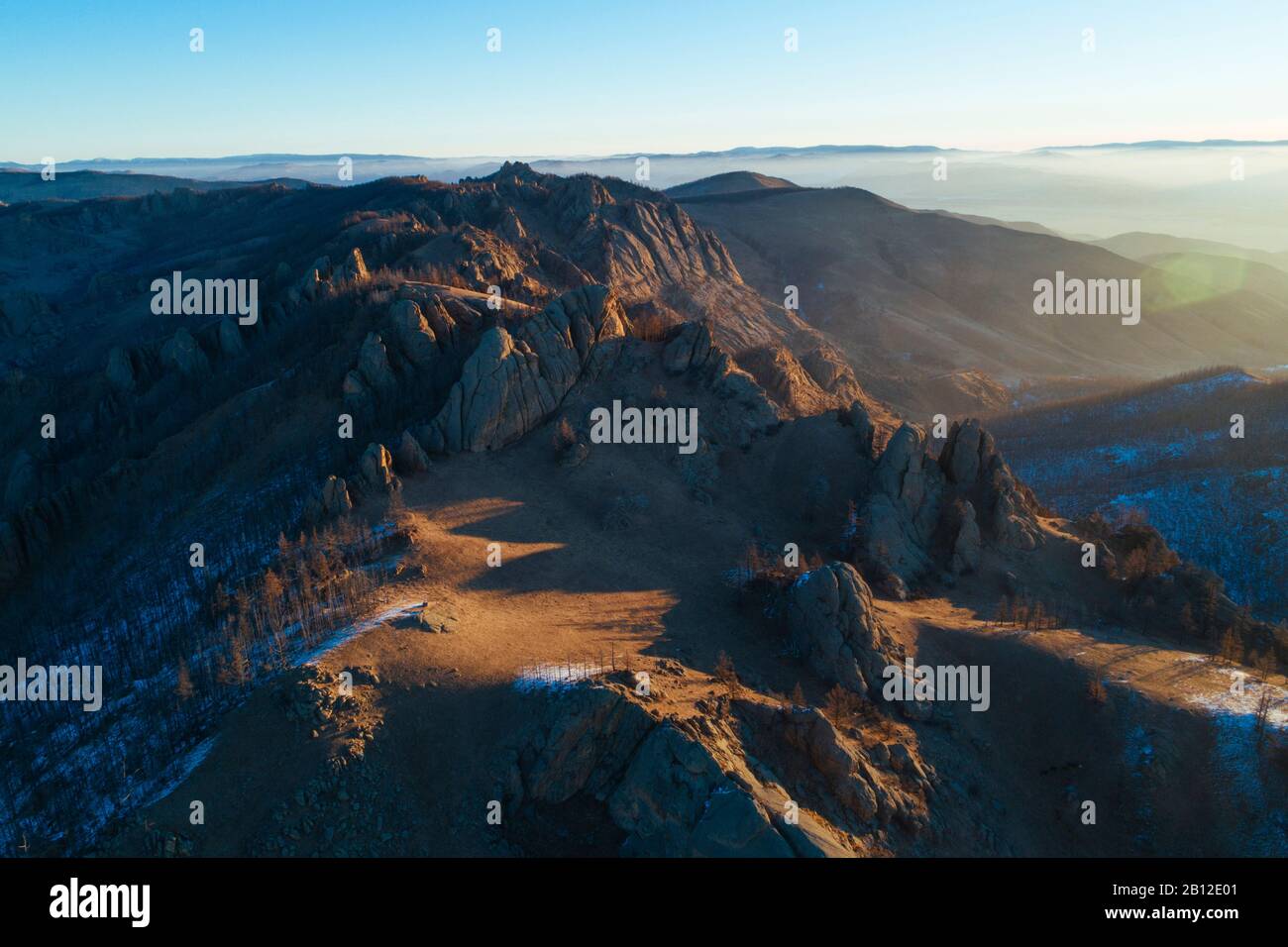 Sunrise in Svizzera mongola, Gorkhi-Terelj Parco Nazionale, Mongolia Foto Stock