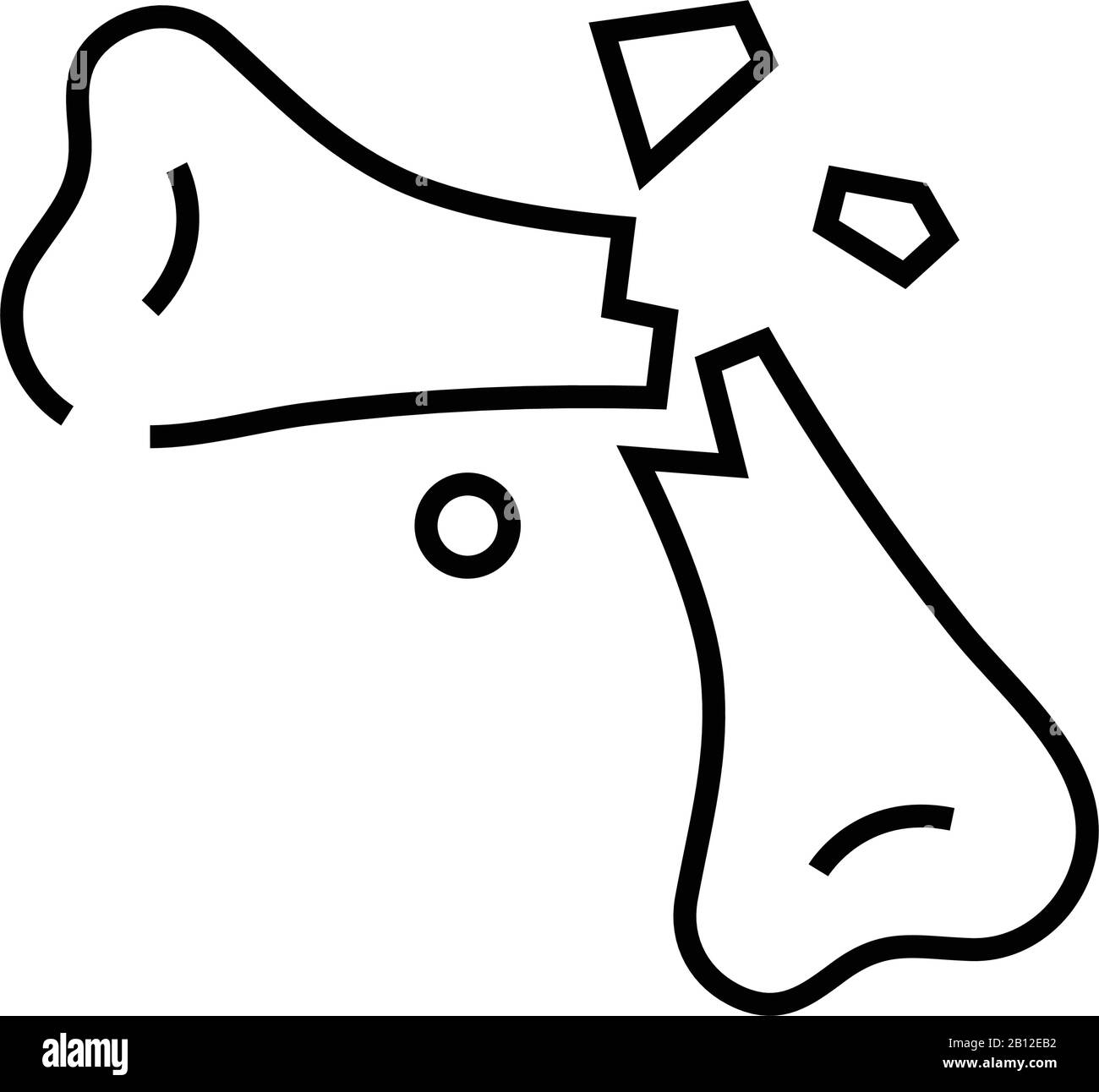 Icona della linea ossea spezzata, simbolo concettuale, illustrazione del vettore di contorno, simbolo lineare. Illustrazione Vettoriale