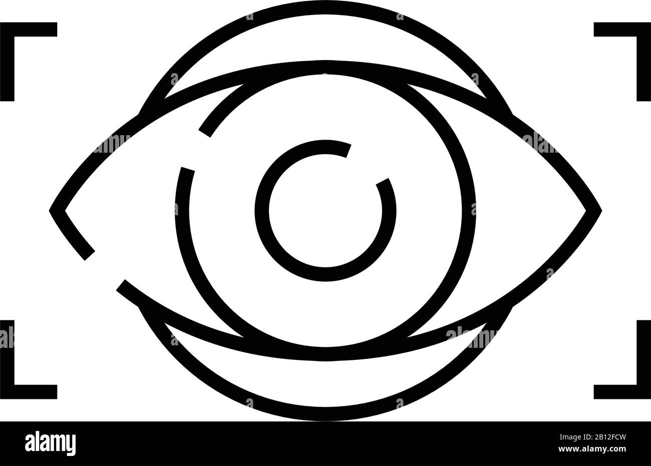 Icona della linea di visione del computer, simbolo del concetto, illustrazione del vettore del contorno, simbolo lineare. Illustrazione Vettoriale