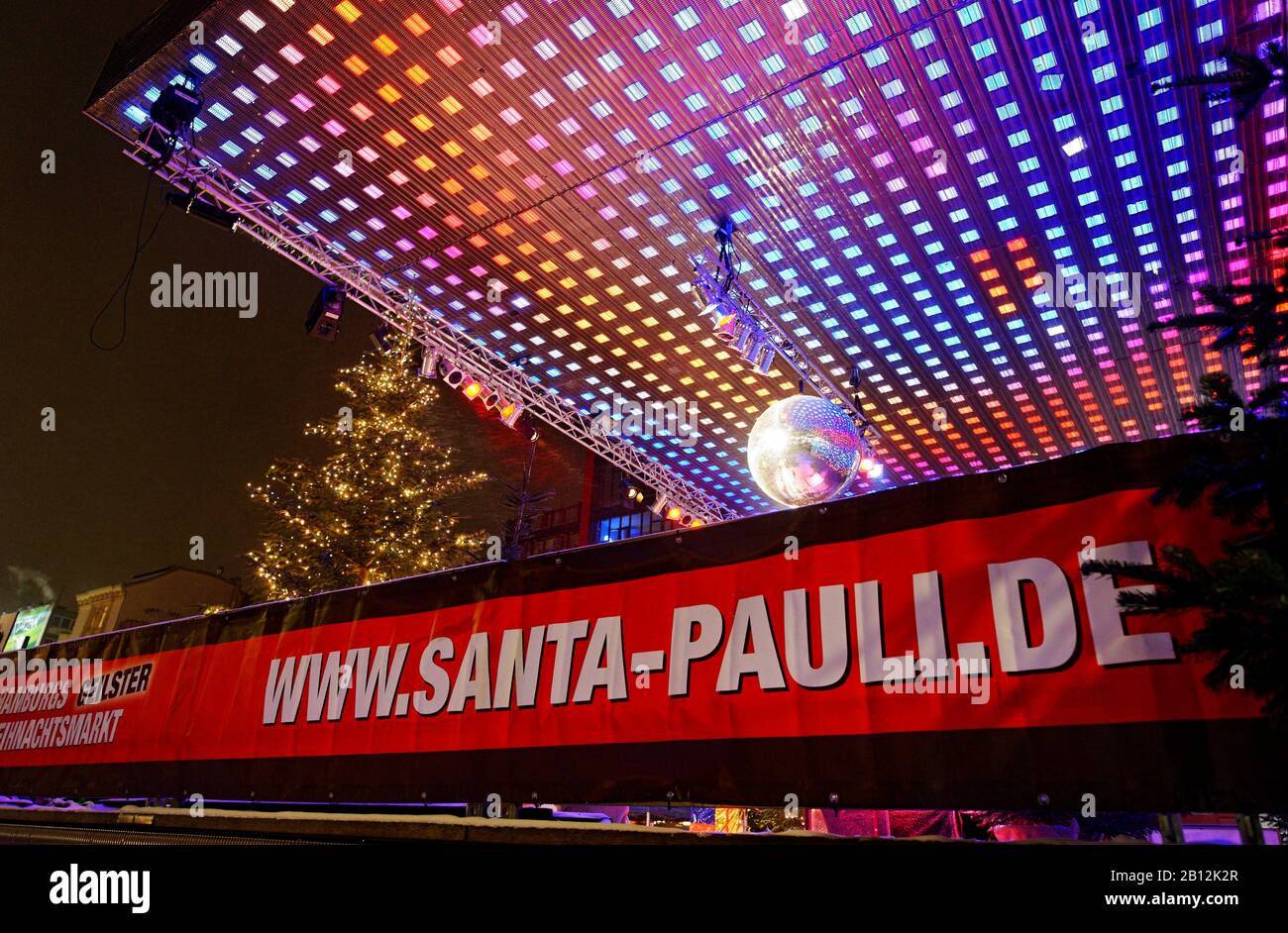 Leggendario mercatino di Natale 'anta Pauli' sulla Reeperbahn, St. Pauli, Città Anseatica Amburgo, Germania, Europa Foto Stock