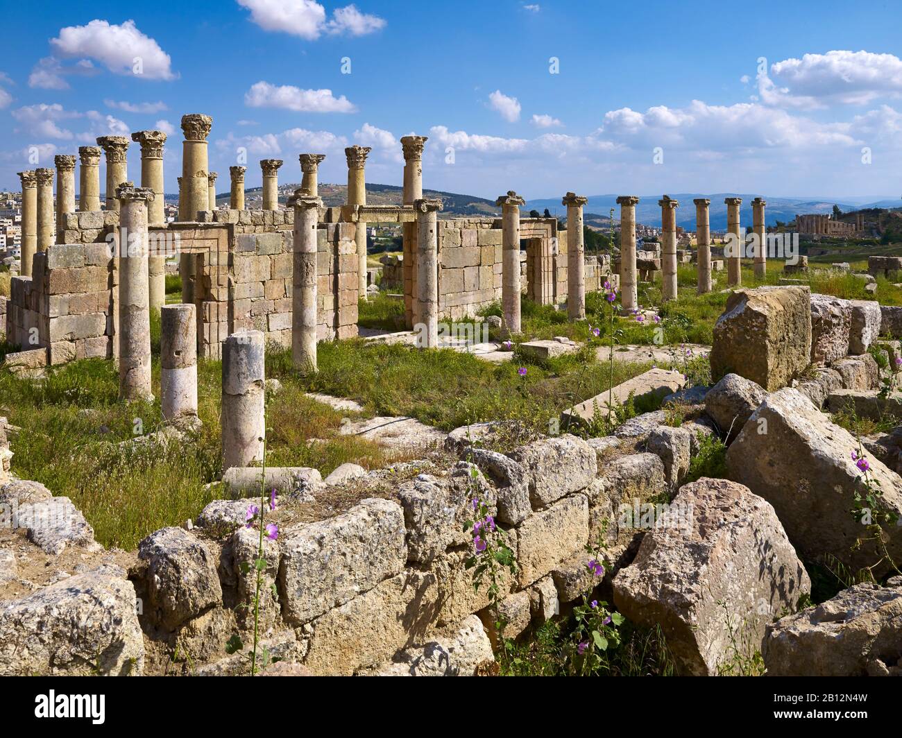 Cattedrale nell'antica Jerash, Giordania, Medio Oriente Foto Stock