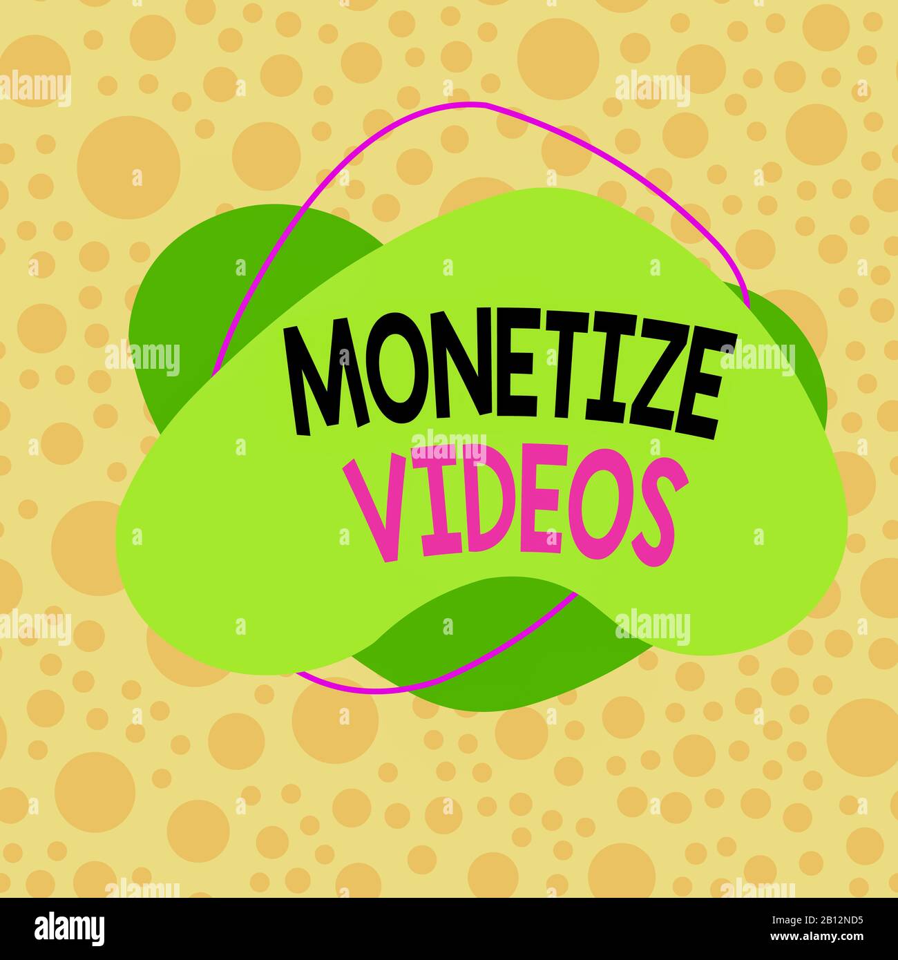 Scrittura a mano concettuale che mostra i video Monetize. Concetto che significa processo di guadagnare denaro dai tuoi video YouTube caricati Asymmetic format patter Foto Stock