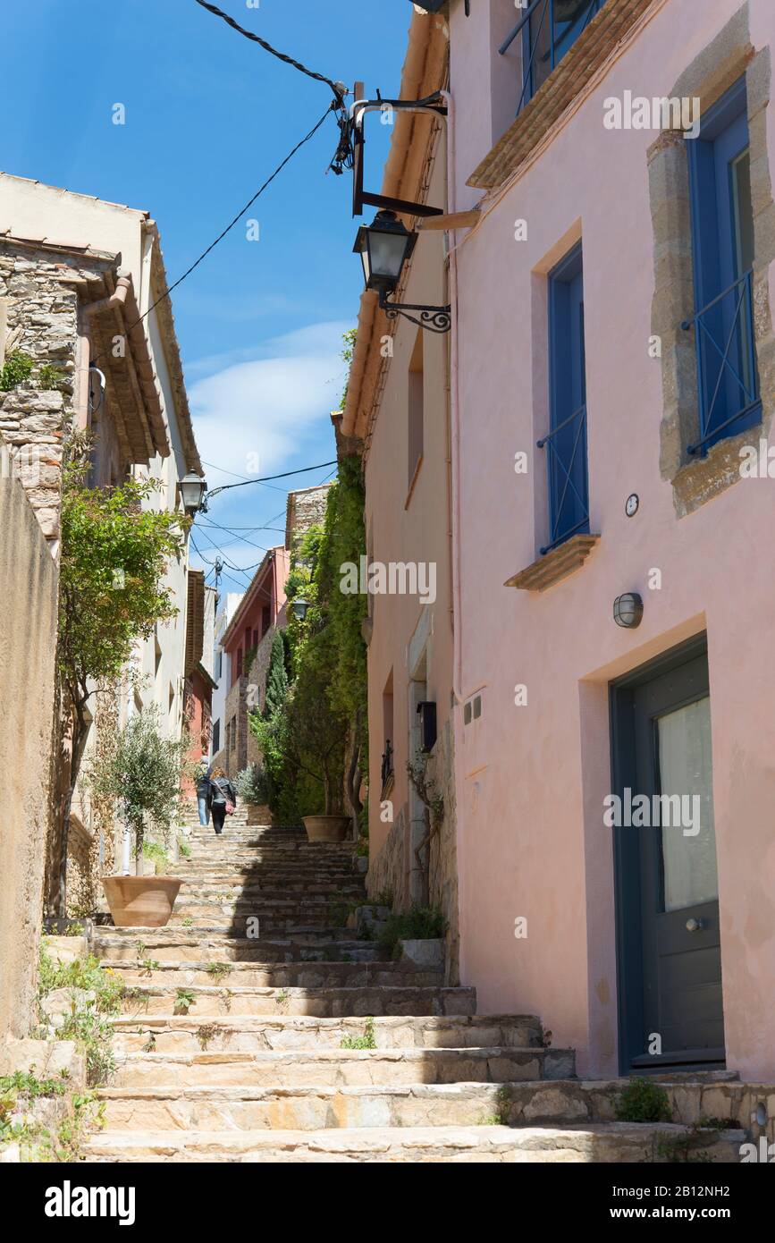 Pittoresco borgo medievale di Pals, Costa Brava. Foto Stock