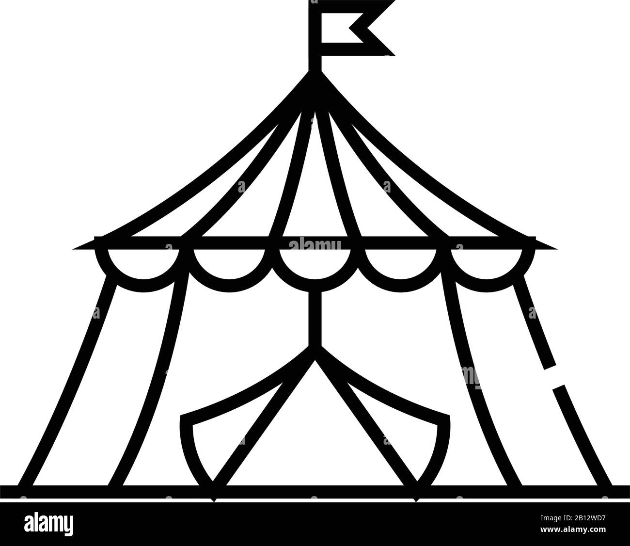 Icona della linea del circo, simbolo concettuale, illustrazione del vettore di contorno, simbolo lineare. Illustrazione Vettoriale