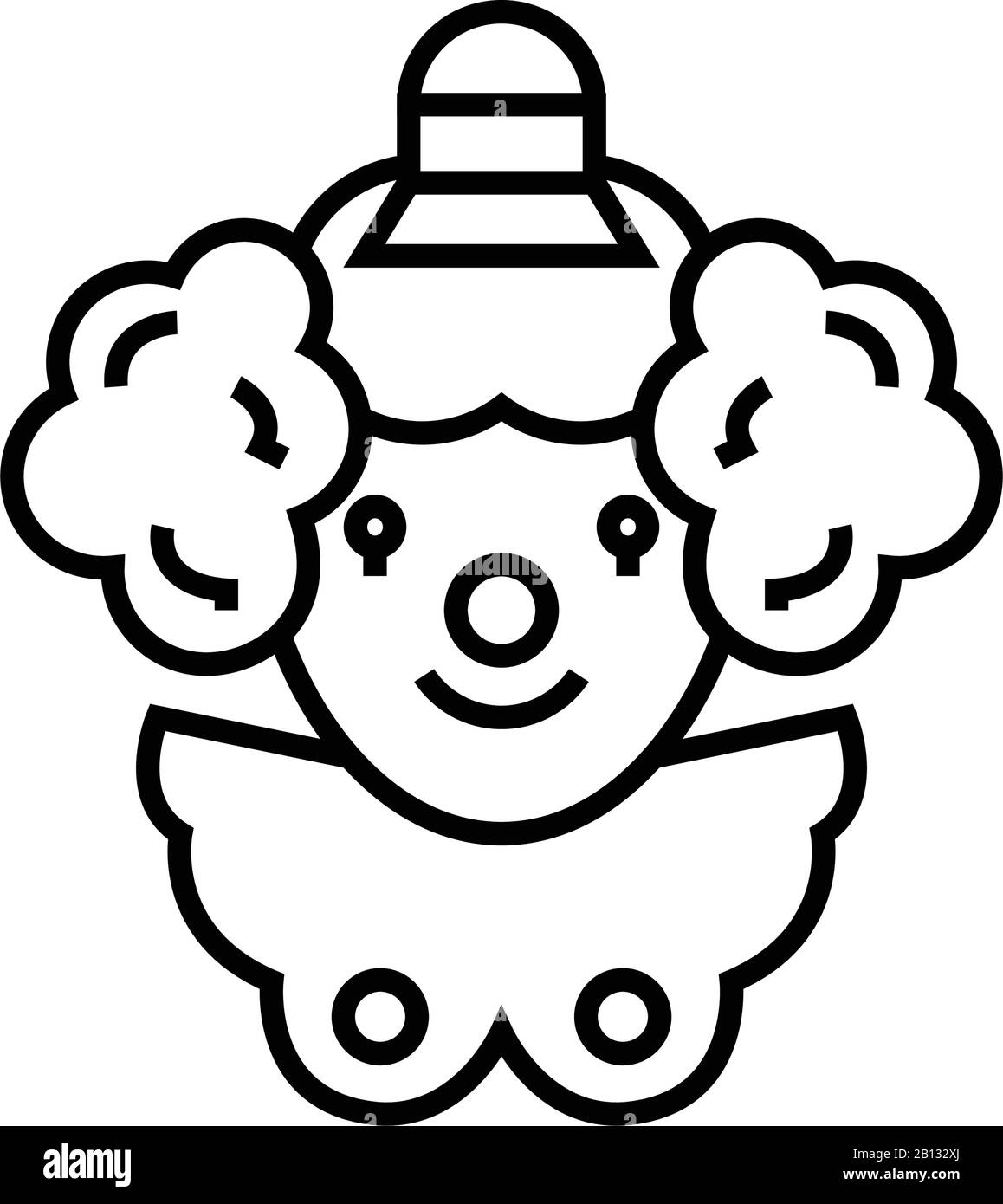 Icona della linea clown, simbolo concettuale, illustrazione del vettore outline, simbolo lineare. Illustrazione Vettoriale