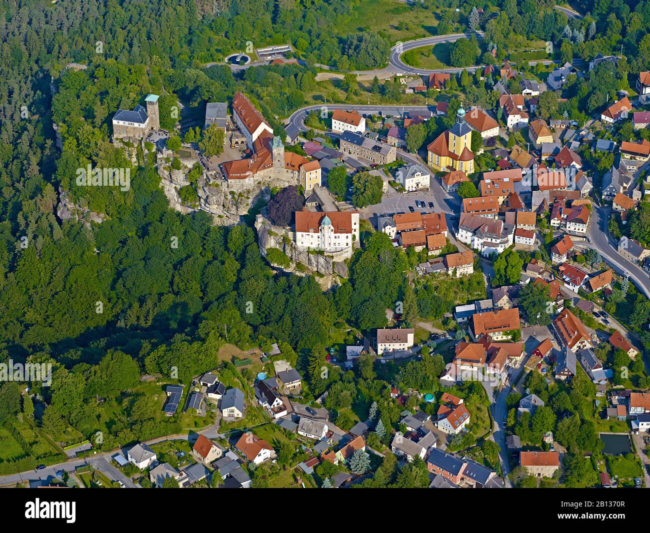 Hohnstein Castle And Town,Sächsische Schweiz-Osterzgebirge,Sassonia,Germania Foto Stock