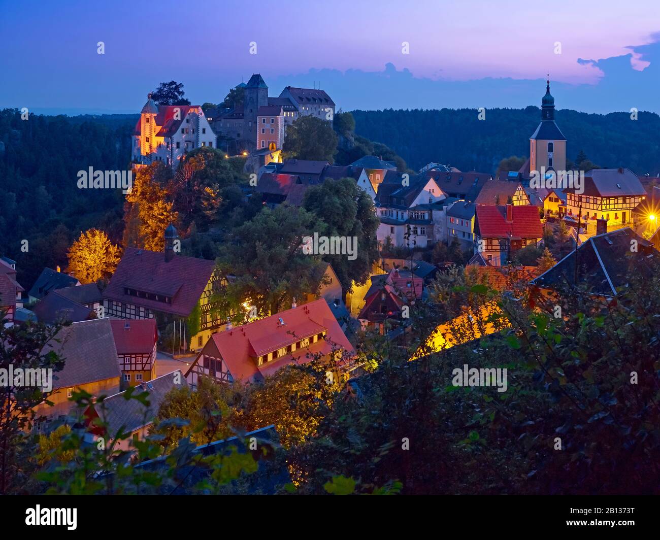 Hohnstein Castle And Town,Sächsische Schweiz-Osterzgebirge,Sassonia,Germania Foto Stock