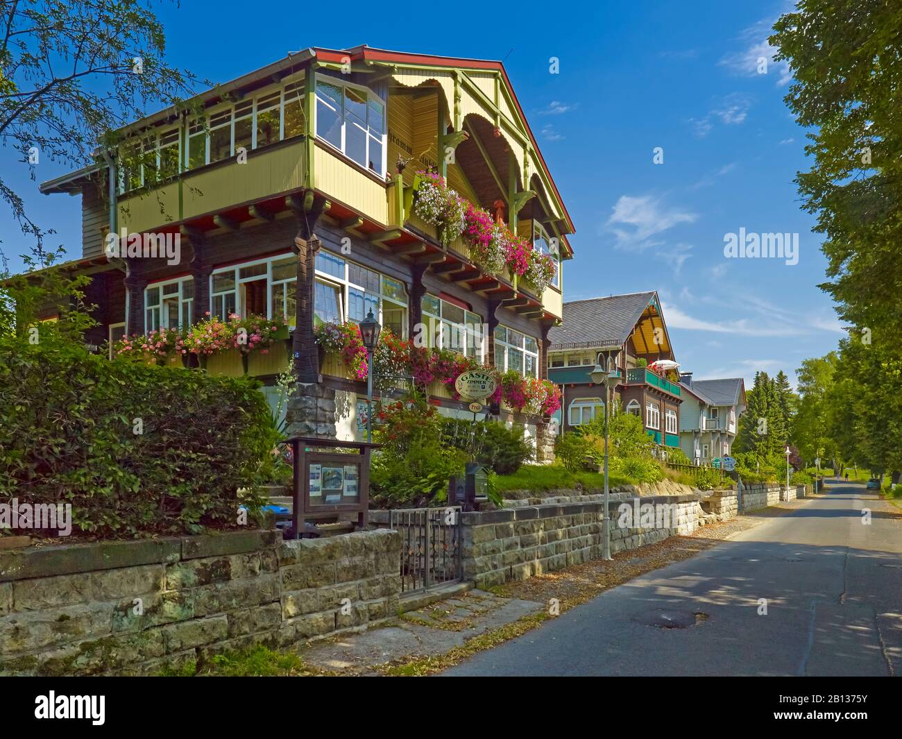 Ville nel quartiere di Ostrava a Bad Schandau,Sächsische Schweiz-Osterzgebirge,Sassonia,Germania Foto Stock