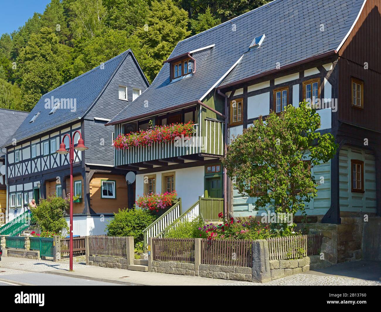 Siebenbrüderhäuser A Bad Schandau,Sächsische Schweiz-Osterzgebirge,Sassonia,Germania Foto Stock