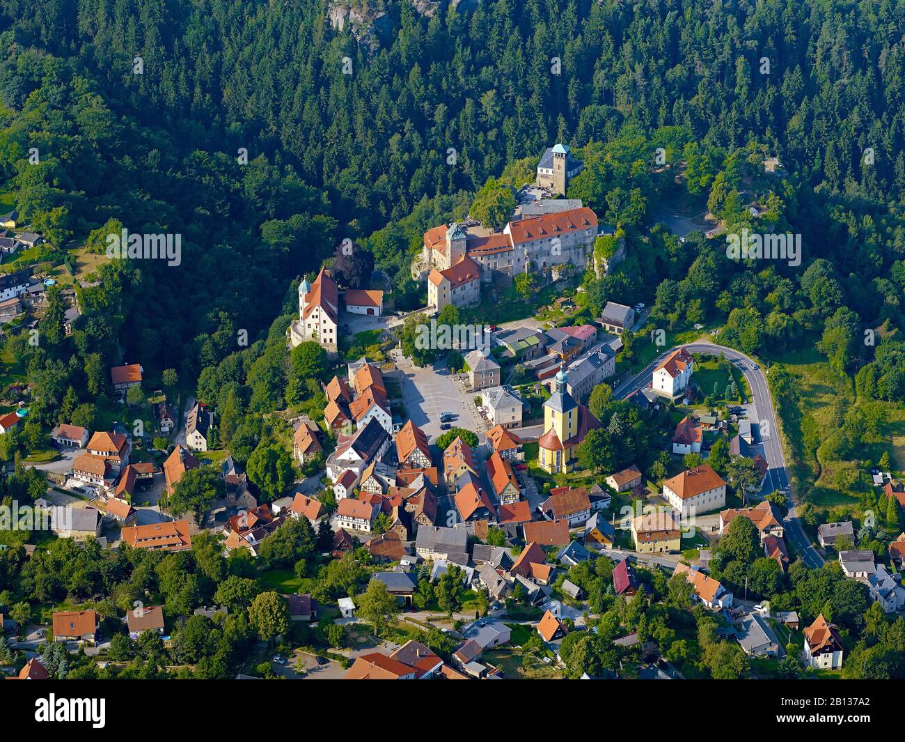 Hohnstein Castle And Town,Sächsische Schweiz-Osterzgebirge,Sassonia,Germania Foto Stock