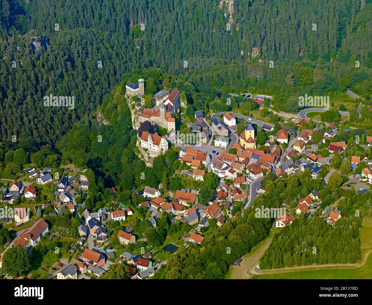 Hohnstein Castle And Town,Sächsische Schweiz-Osterzgebirge,Sassonia,Germania Foto Stock