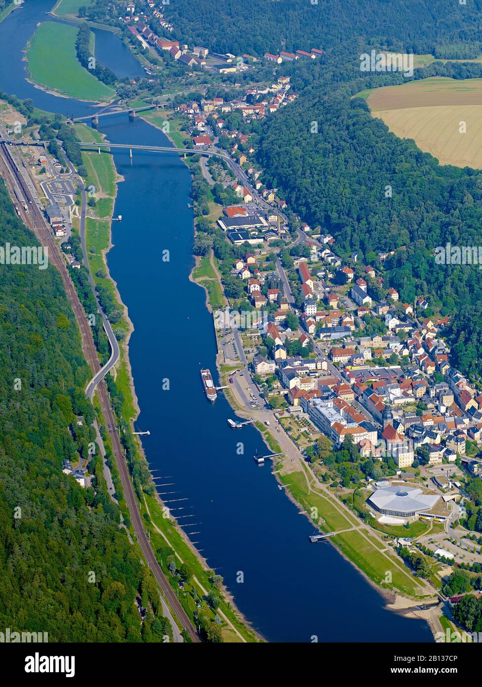 Vista Di Bad Schandau Sull'Elba,Sächsische Schweiz-Osterzgebirge,Sassonia,Germania Foto Stock