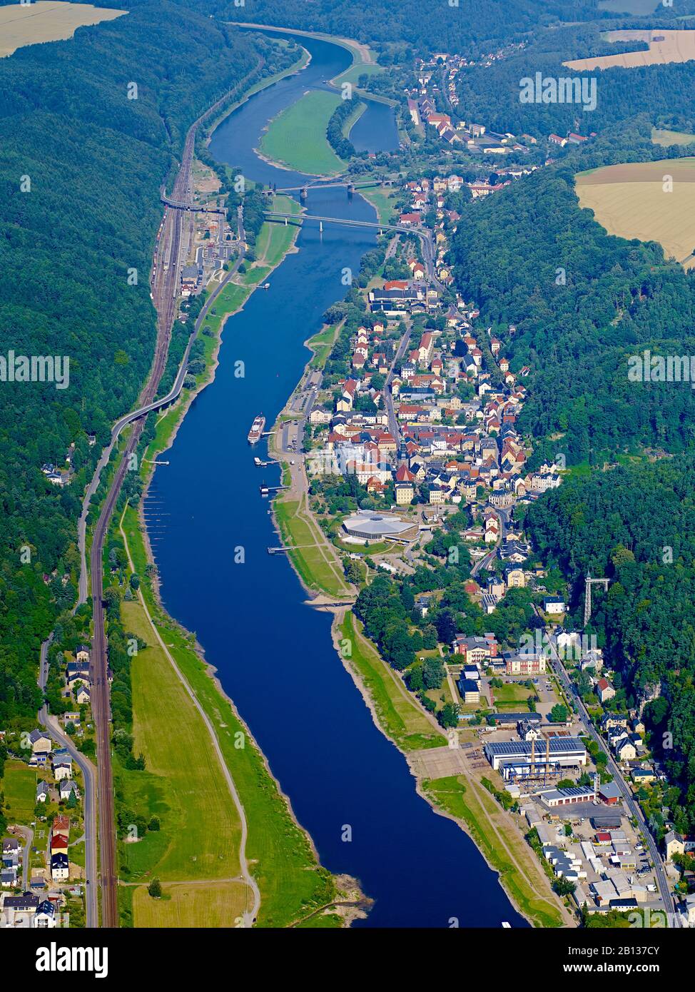 Vista Di Bad Schandau Sull'Elba,Sächsische Schweiz-Osterzgebirge,Sassonia,Germania Foto Stock