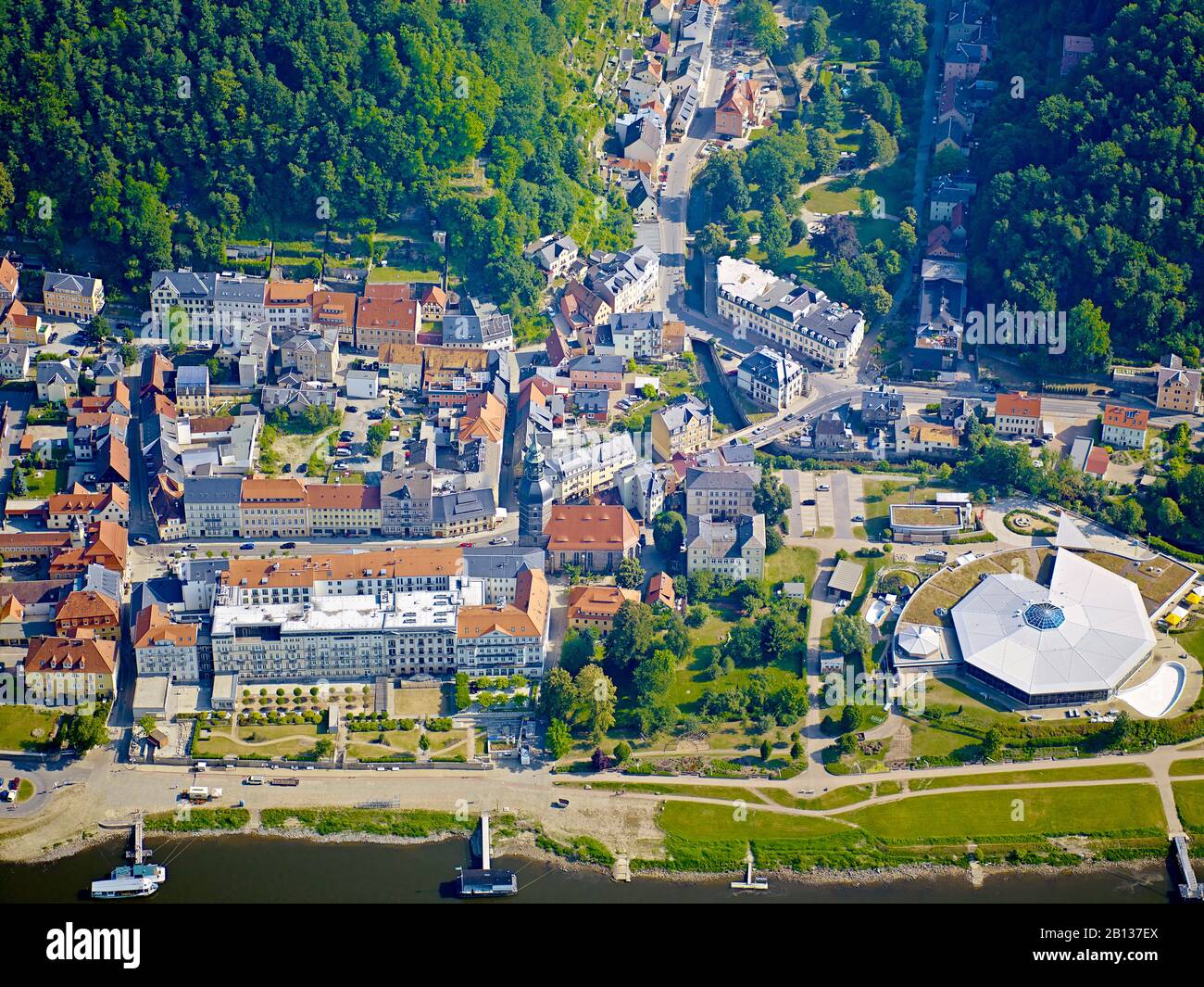 Vista Di Bad Schandau Sull'Elba,Sächsische Schweiz-Osterzgebirge,Sassonia,Germania Foto Stock