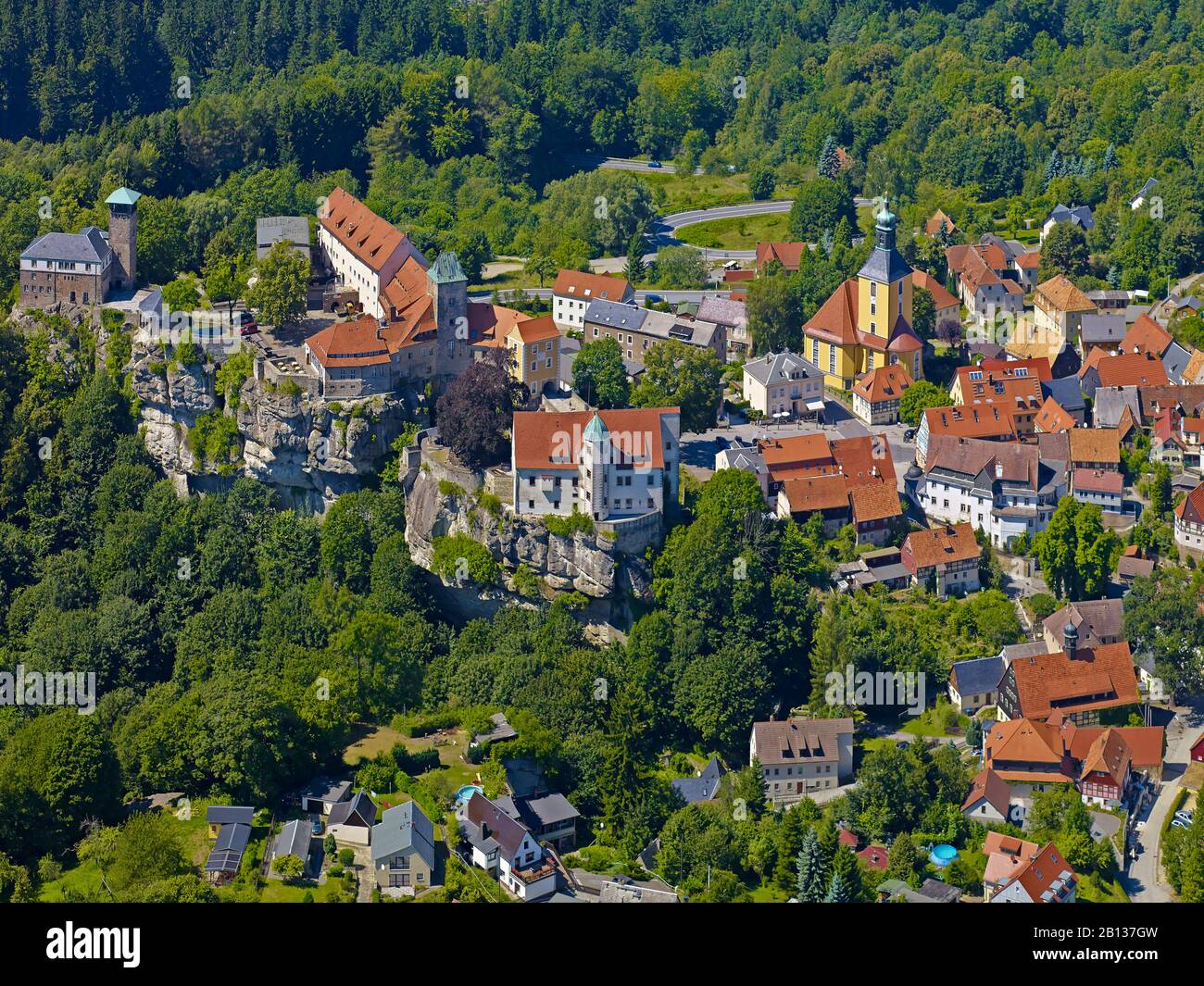 Hohnstein Castle And Town,Sächsische Schweiz-Osterzgebirge,Sassonia,Germania Foto Stock