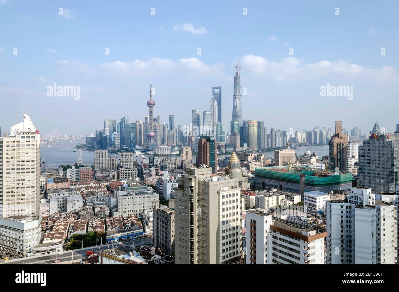 Vista panoramica di Pudong, Shanghai, Cina, Asia Foto Stock