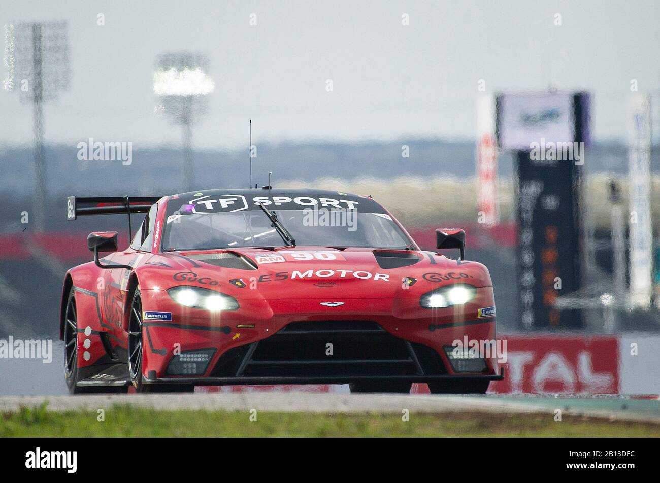 Austin, Texas, Stati Uniti. 22nd Feb, 2020. TF SPORT Salih Yoluc (driver 1), Charles Eastwood (driver 2), e Jonathan Adam (driver 3) LMGTE AM n. 90 con l'Aston Martin Vantage AMR In Pratica 2-FIA WEC Lone Star le Mans, circuito delle Americhe di Austin, Texas. Mario Cantu/Csm/Alamy Live News Foto Stock