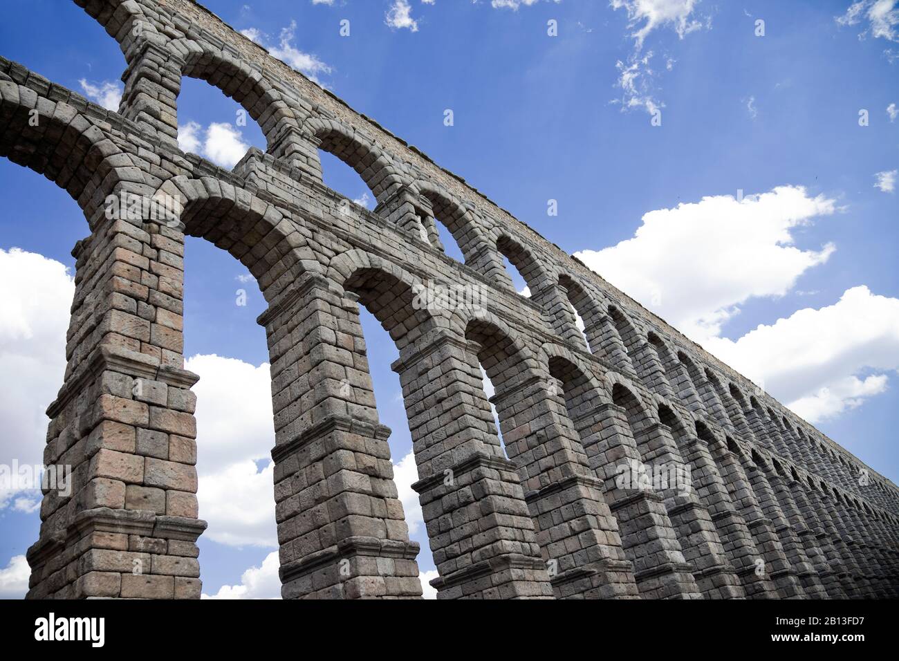 Acquedotto romano di Segovia. Castilla La Mancha, Spagna Foto Stock