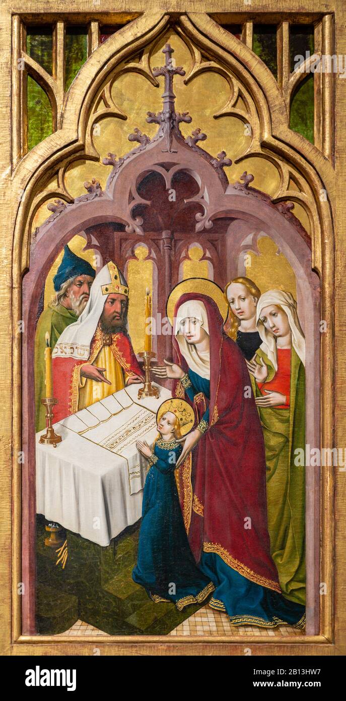 La Presentazione della Vergine Maria nel Tempio 1445. Pittura su abete. Dal Maestro del Castello di Lichtenstein. Foto Stock