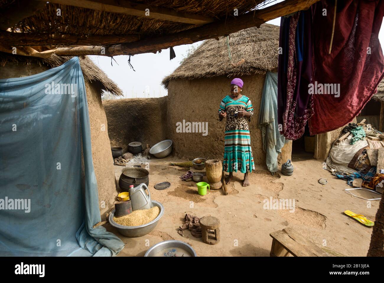 La vita nei villaggi del nord del Togo Foto Stock