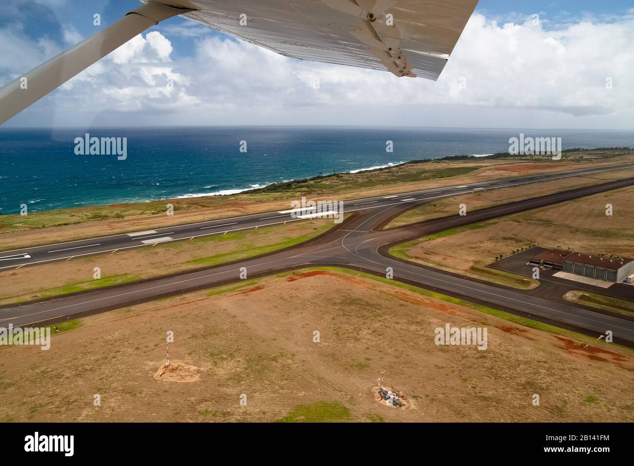 Vista dall'aereo, dall'aeroporto di Lihue, dall'isola di Kauai, Hawaii, Stati Uniti Foto Stock