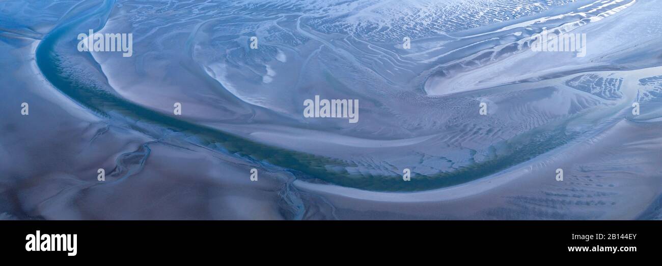Foto aeree del mare di Wadden a bassa marea, Sankt Peter-Ording, Schleswig-Holstein, Germania Foto Stock