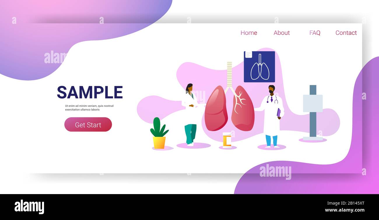 medici squadra che esamina i polmoni umani consultazione medica ispezione interna organo concetto di trattamento orizzontale full length copia spazio vettore illustrazione Illustrazione Vettoriale