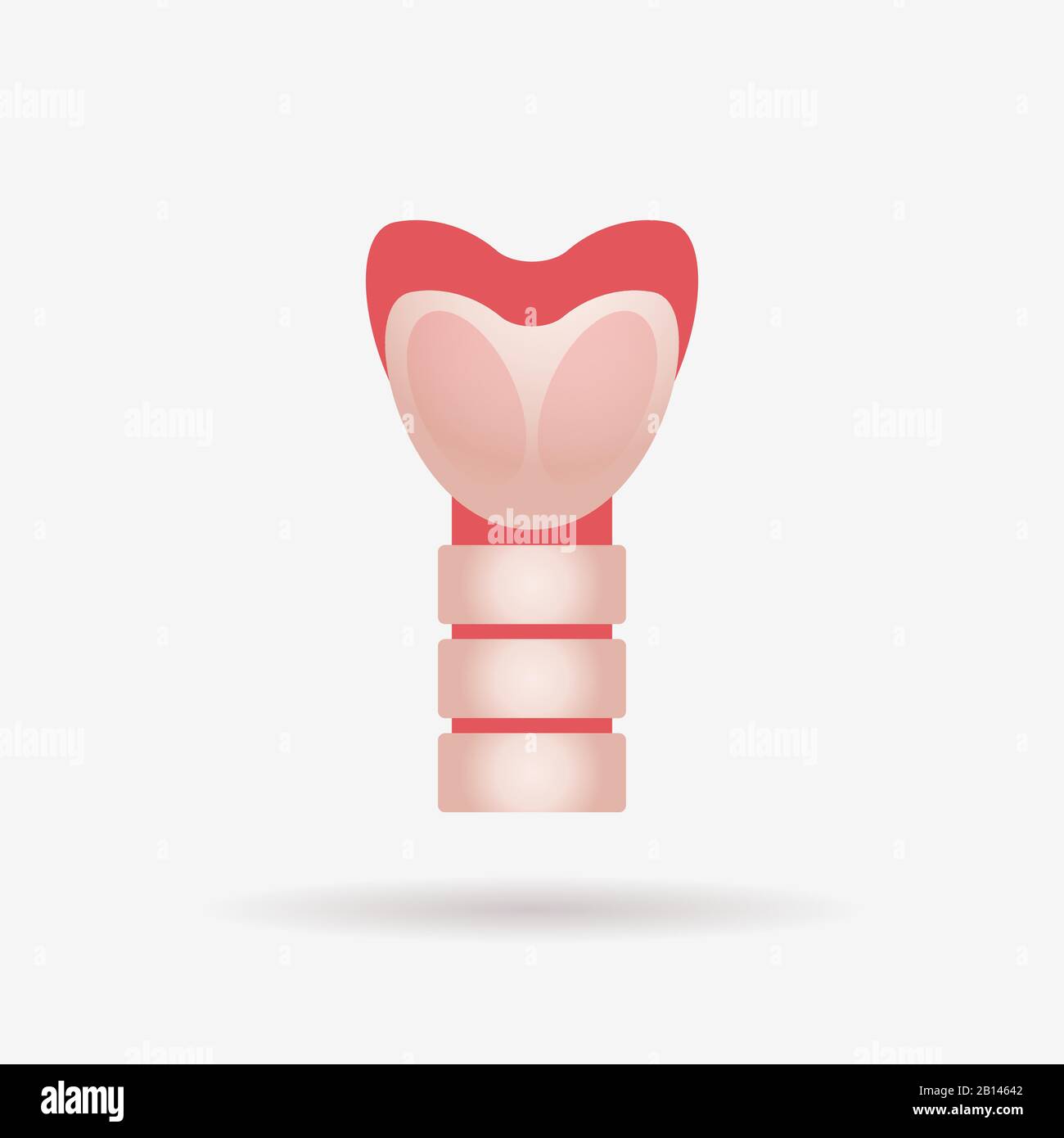 ghiandola tiroidea con trachea e sistema endocrinologico laringe o secrezione ormonale anatomia dell'organo interno umano sanitario concetto medico vettore piatto illustrazione Illustrazione Vettoriale