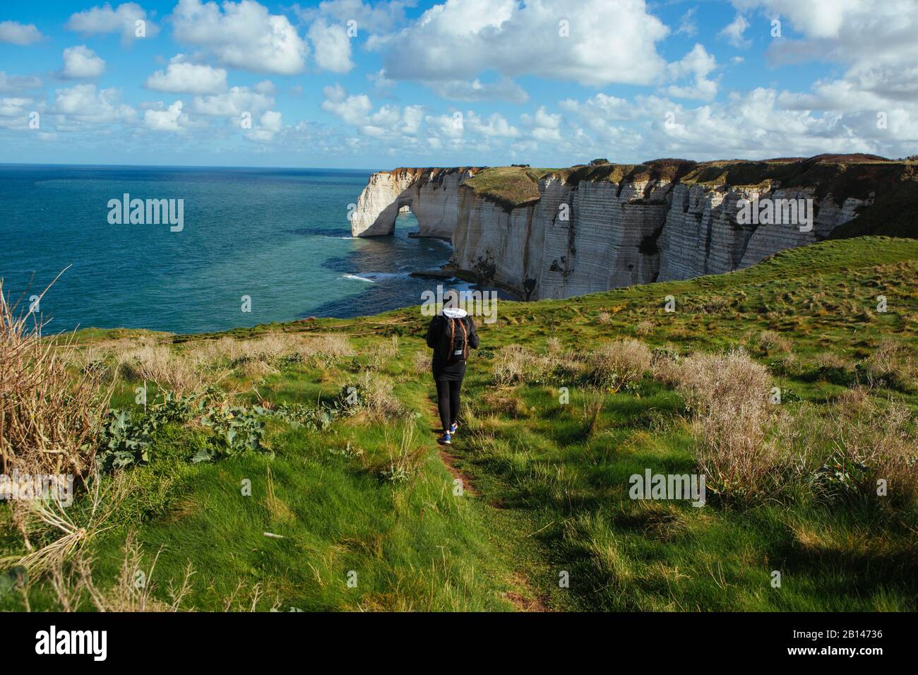 Étretat roccia Ripida in Francia Foto Stock