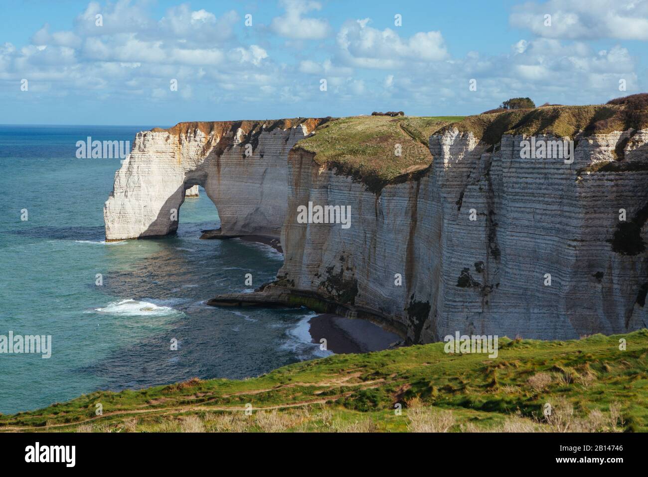 Étretat roccia Ripida in Francia Foto Stock