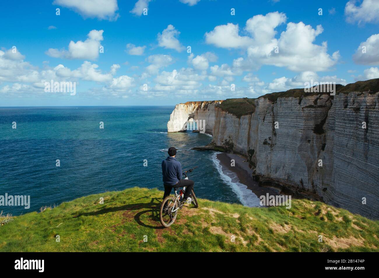 Étretat roccia Ripida in Francia Foto Stock