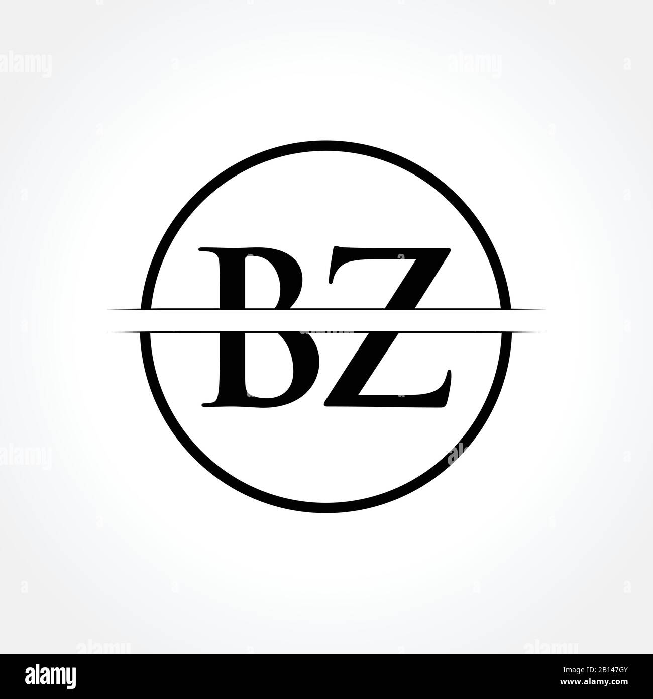 Logo Bz Iniziale In Lettera Nera Con Modello Vettoriale Per Tipografia Creative Circle. Creative Abstract Letter Bz Logo Design Illustrazione Vettoriale