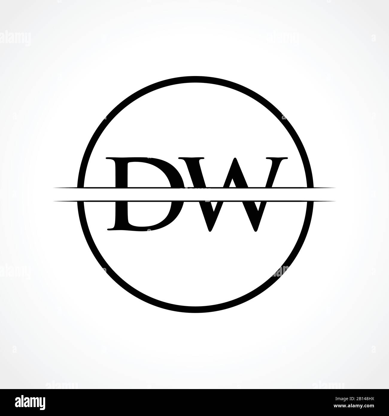 Modello Iniziale Del Vettore Di Disegno Con Logo Dw Letter Con Colore Nero. Design del logo DW Illustrazione Vettoriale