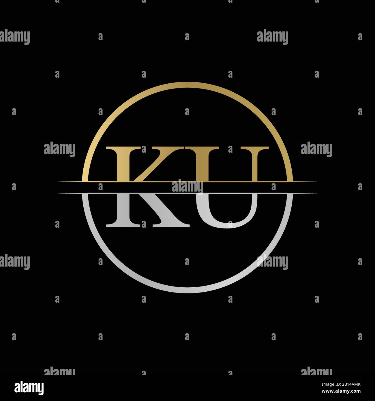 Illustrazione iniziale del vettore di disegno del logo della lettera KU. Lettera astratta disegno del logo KU Illustrazione Vettoriale
