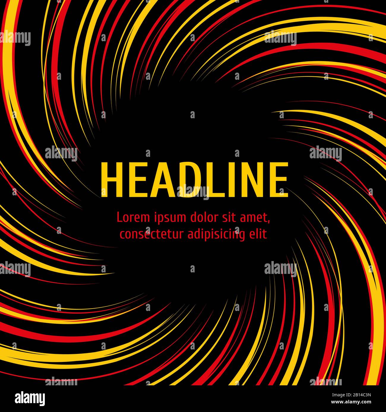 Sfondo a spirale luminoso sullo sfondo nero. Spirale di sfondo luminosa e chiara, illustrazione vettoriale Illustrazione Vettoriale