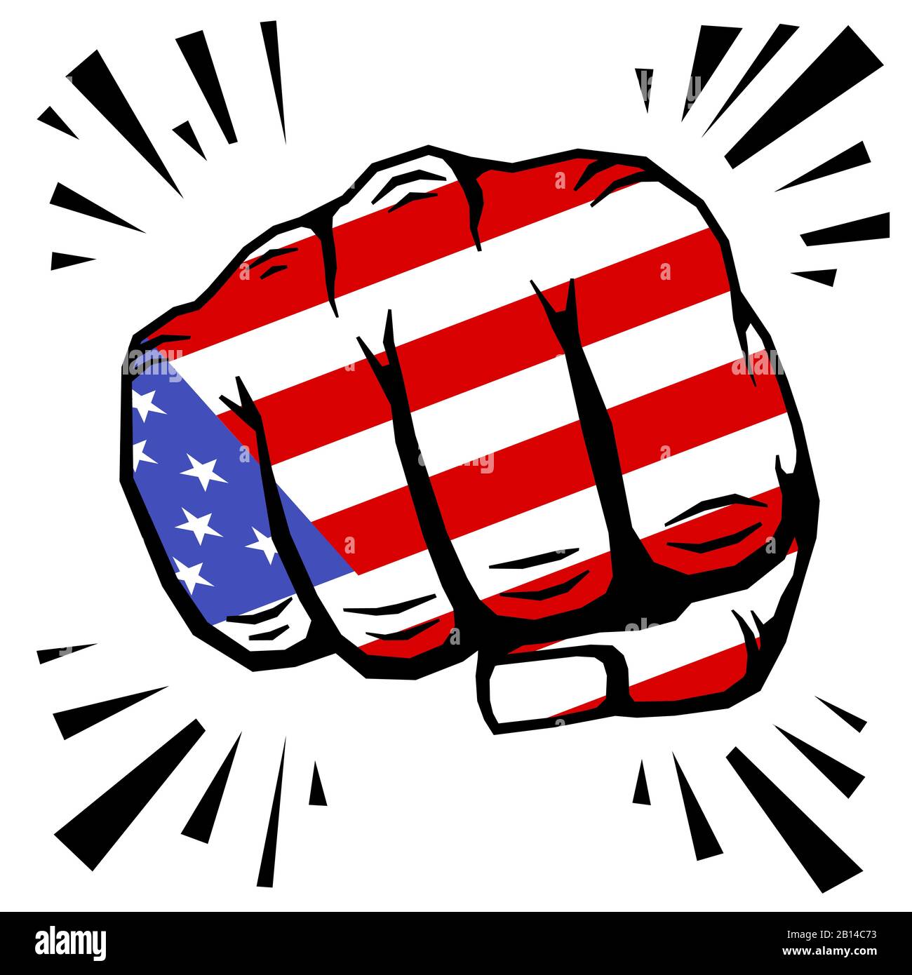 Pugno disegnato a mano - pugno di bandiera americana su sfondo bianco. Illustrazione del vettore Illustrazione Vettoriale