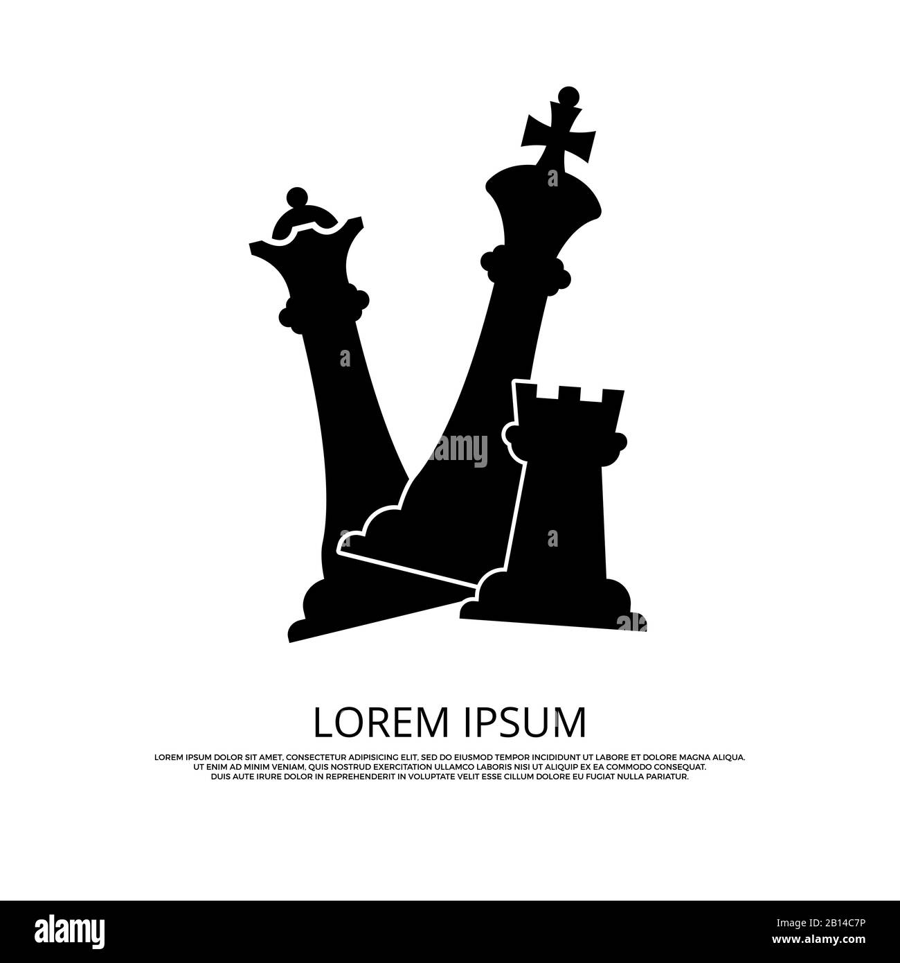 Icona pezzi di scacchi neri - sfondo con scacchi. Strategia di gioco mentale, illustrazione vettoriale Illustrazione Vettoriale