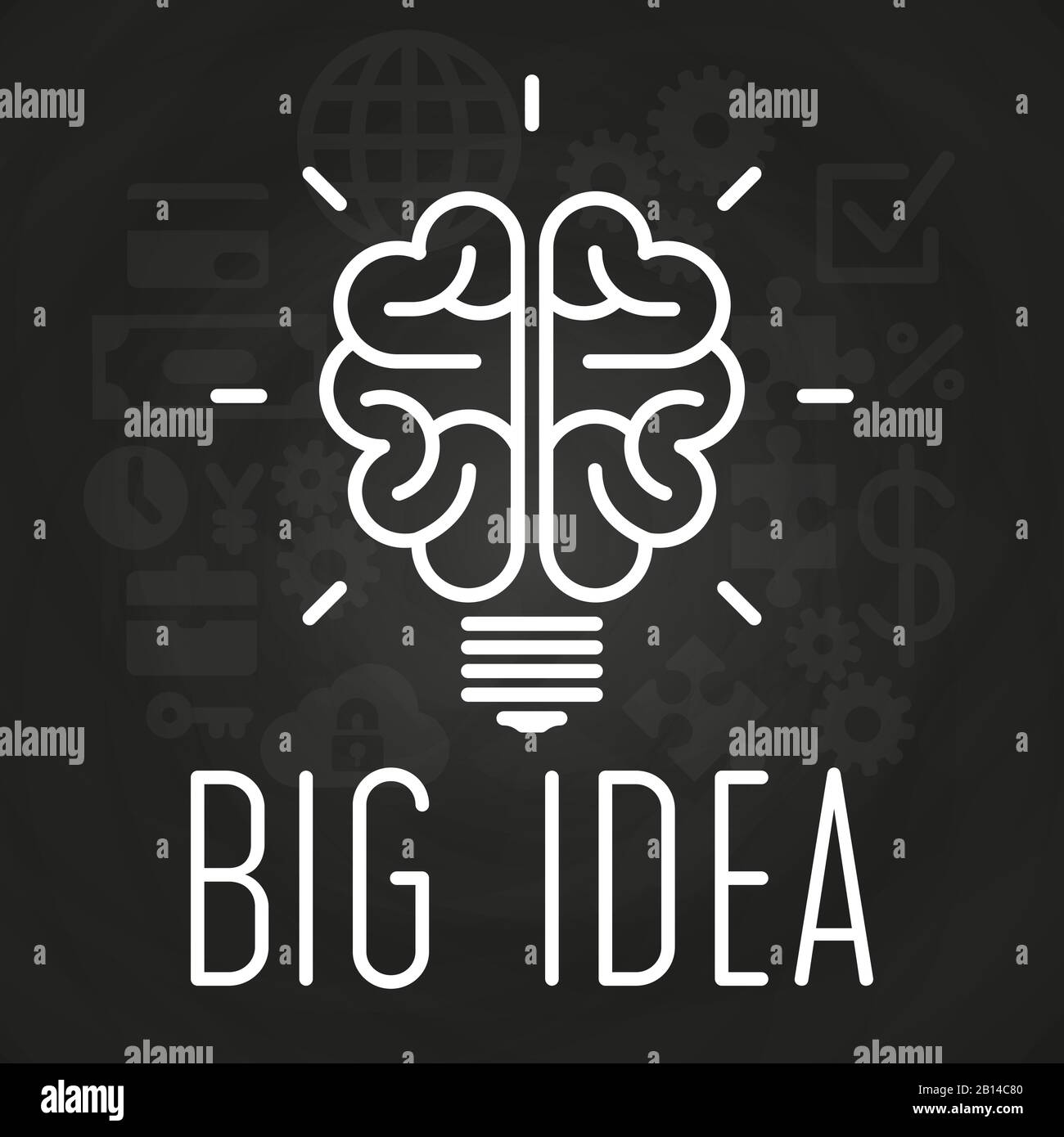 Grande idea concetto chalkboard poster. Idea creativa aziendale. Illustrazione del vettore Illustrazione Vettoriale